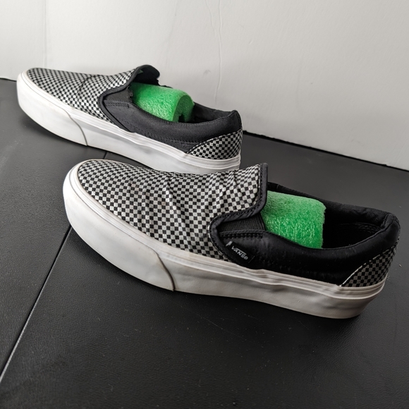 Vans classic vintage 8.5 Sparkle platform black & silver check slip on sneakers - Picture 3 of 8